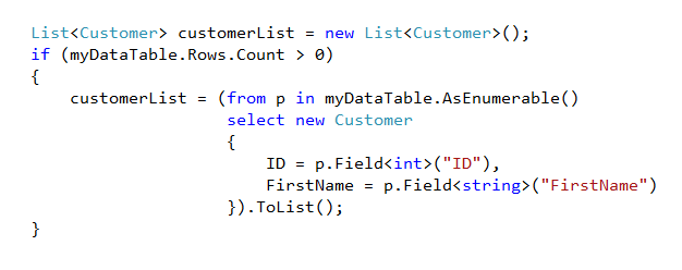 How to use LINQ in Datatables in C#